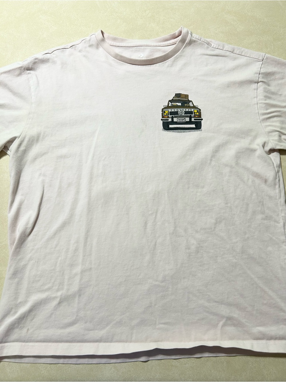 Converse Light Pink Crewneck Tee with Car Graphic size Medium